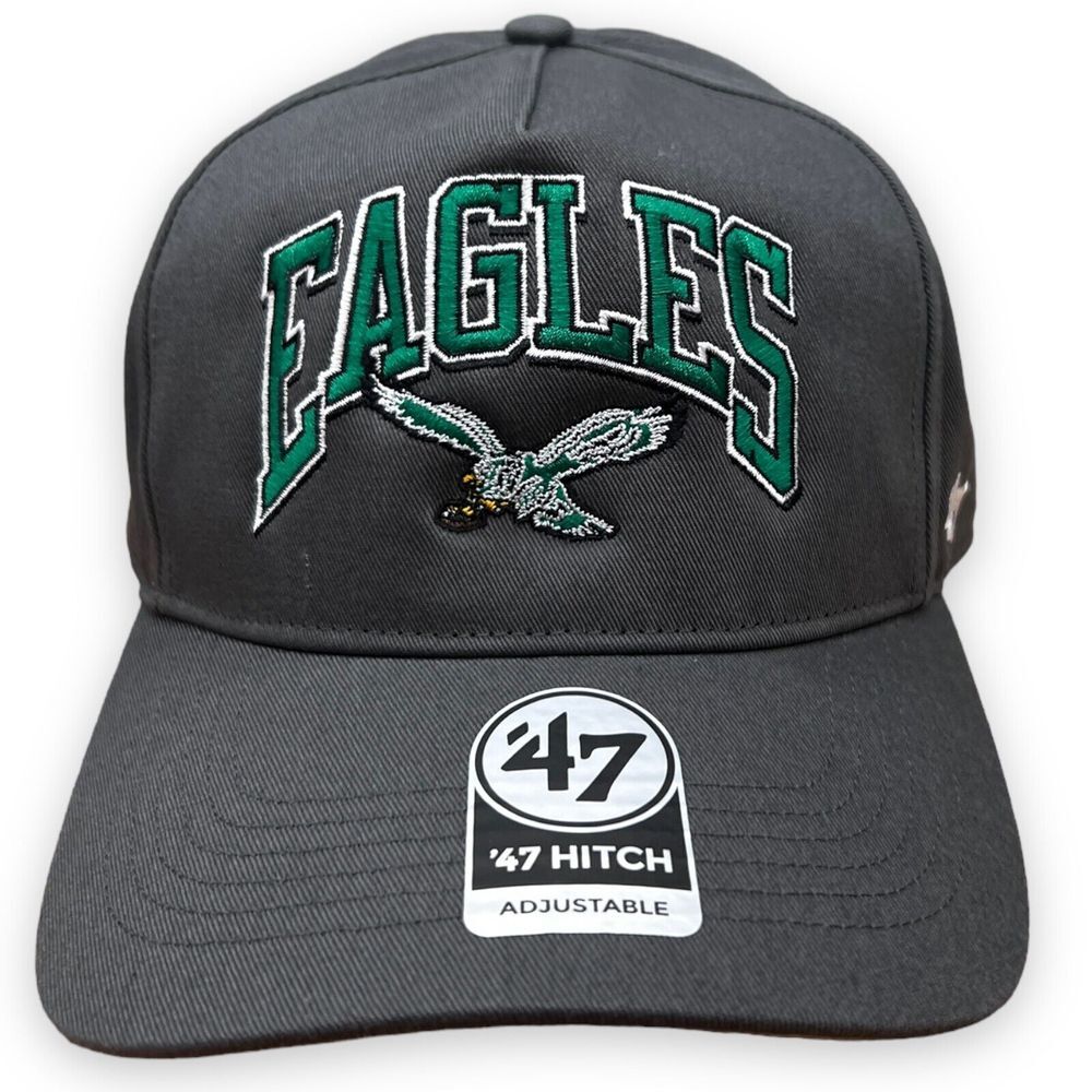 Philadelphia Eagles Hat Gray Green Spellout Snapback Adjustable Hat '47 Brand‎